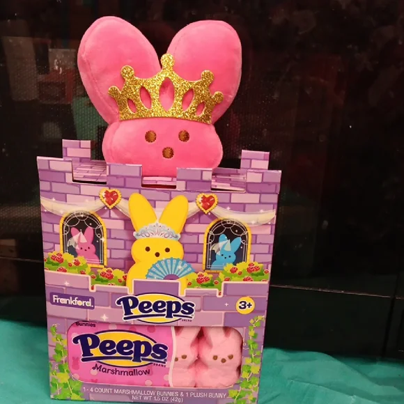 Peeps Marshmallow CowBunny Or Princess Plush Set NWT - Picture 4 of 5